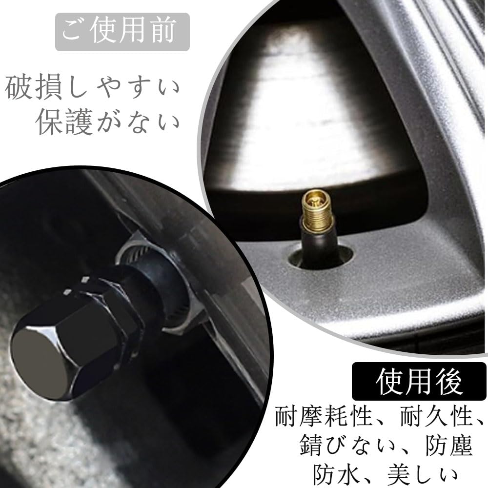 Tire Air Valve Caps, Set of 4, Aluminum Alloy, For Cars, Bikes, Wheels, Dress