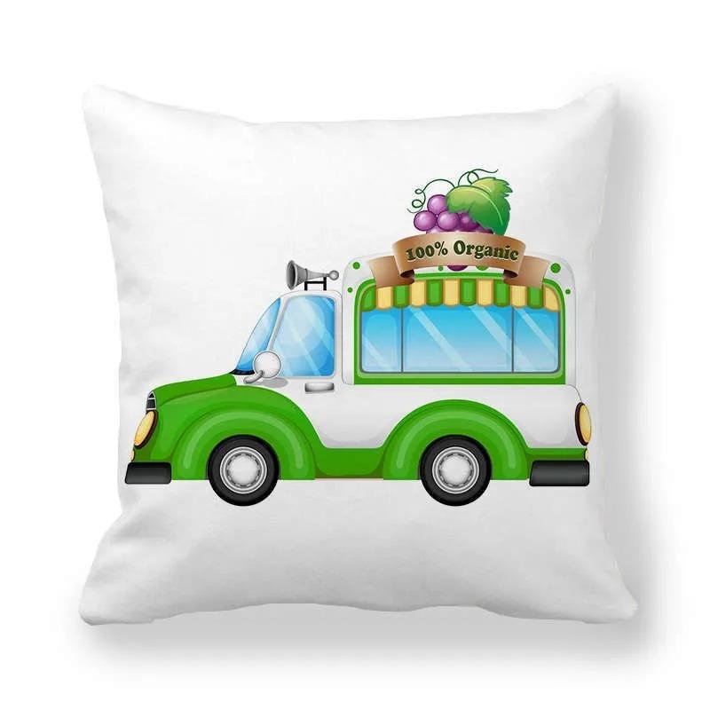 Cartoon Food Car Print Pillowcase Living Room Office Home Pillowcase Car Ornaments