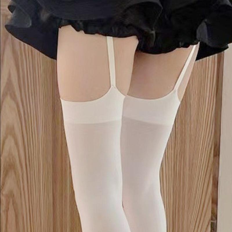 Sexy Suspender Wide-banded Velvet Tights Long Socks Lolita Thigh High Stockings with Garters Y2K JK College Over The Knee Socks