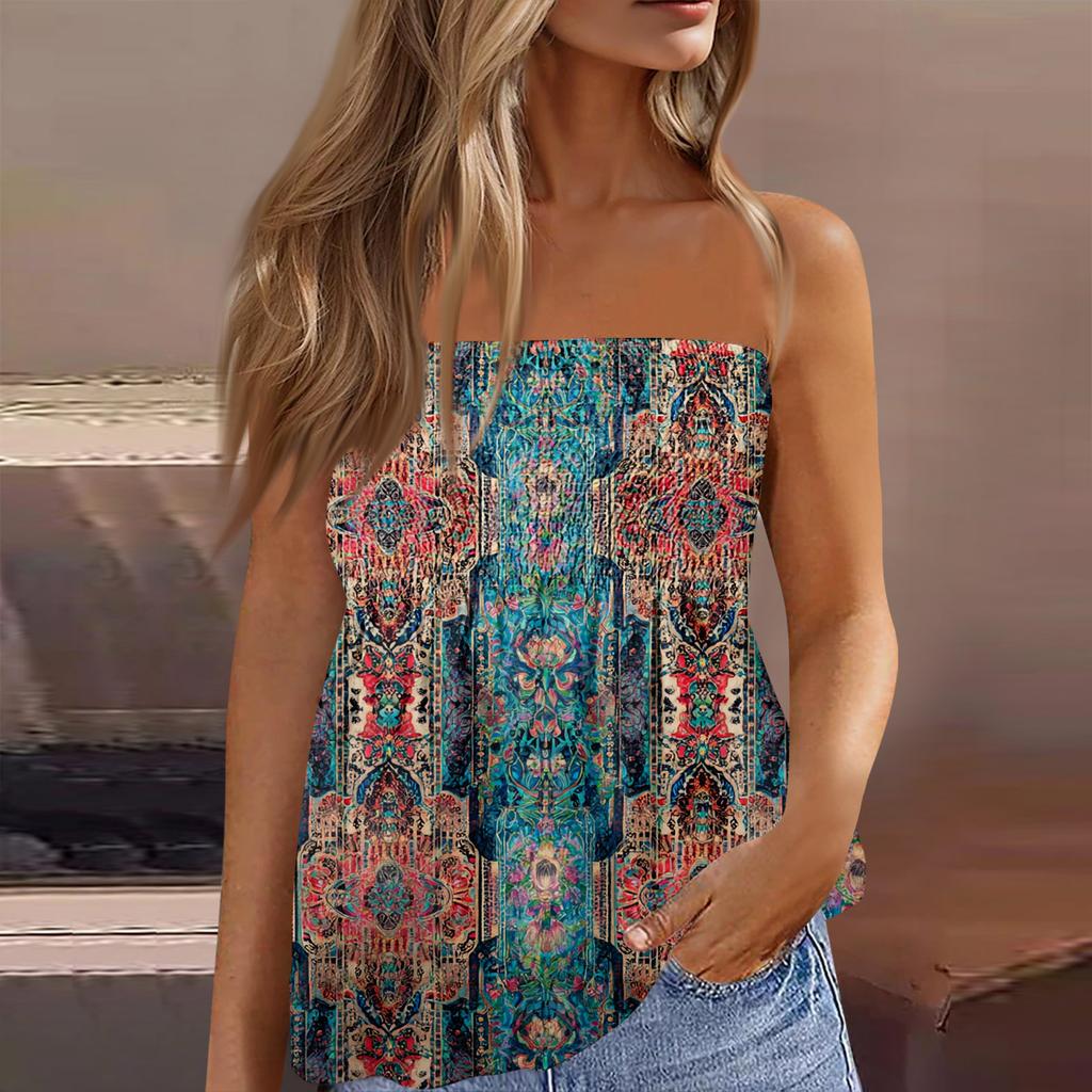 Modisches Sexyness Damen-T-Shirt-Top mit tiefem Rückenausschnitt, elastisch, Retro-Streifenmuster, trägerlos, figurbetont