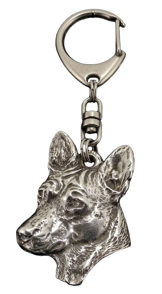 Basenji, African Bush Dog, Congo Dog - Silver-plated Key Ring with a Dog In a Gift Box, Handbag Decoration, Backpack Pendant by Art-Dog Brand