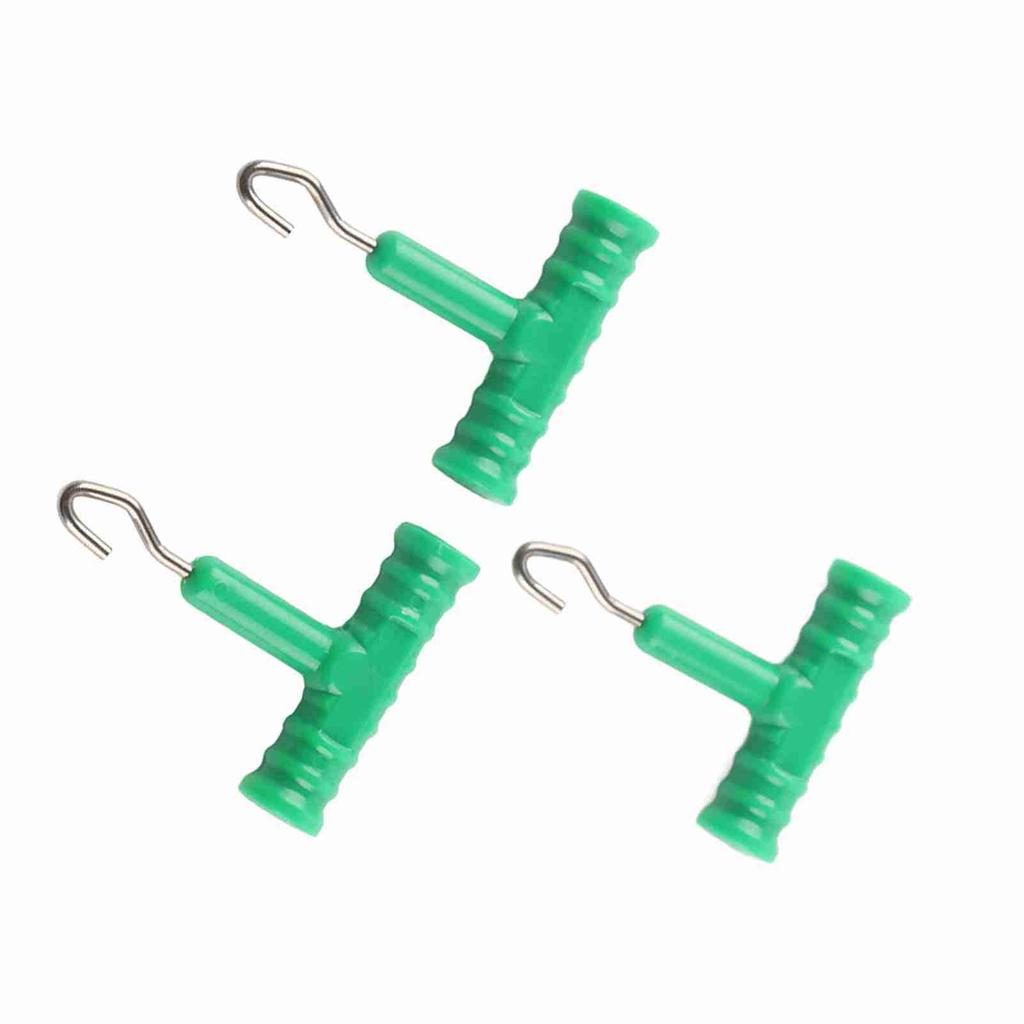 3pcs T Shape Handle Stainless Steel Hook Fishing Baiting Rig Tool(black)