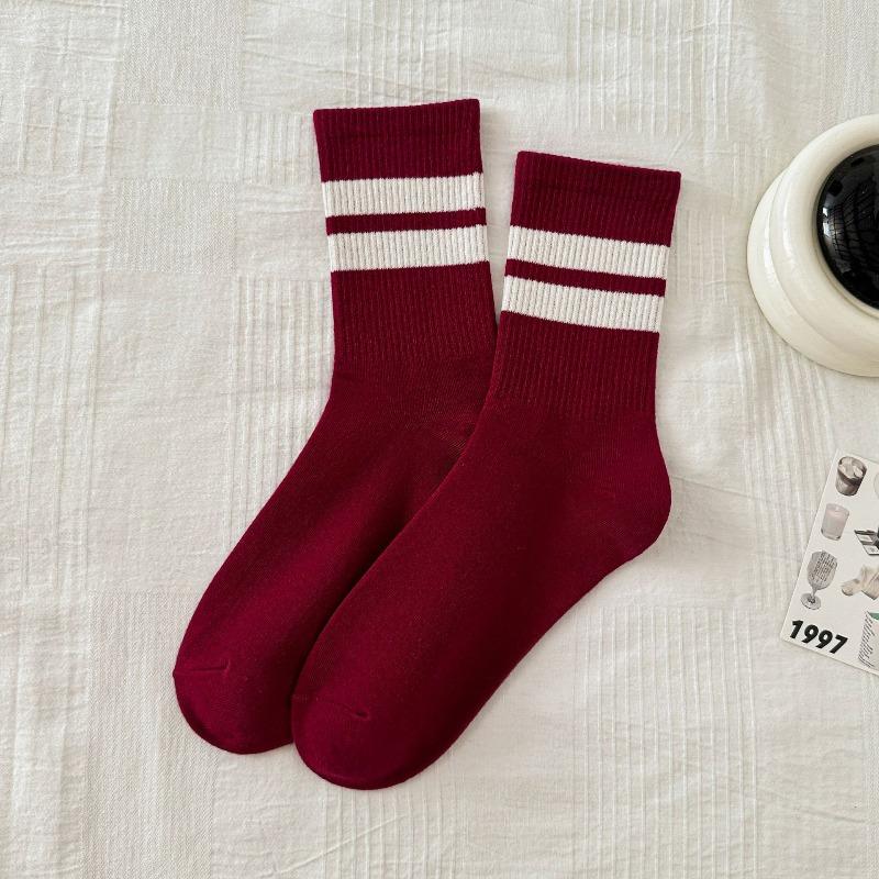 

Женские носки до середины икры Ankela в красную полоску, модные носки из гребенного хлопка, длинные носки до икры 1 pair