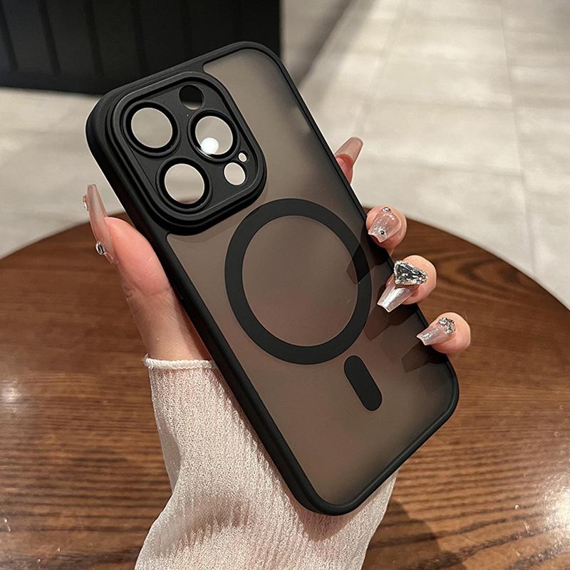 Applicable To IPhone 16 Matte Skin sensitive Magnetic Suction Phone Case Apple 15 Promax Comes with Lens Film Protective Case 13