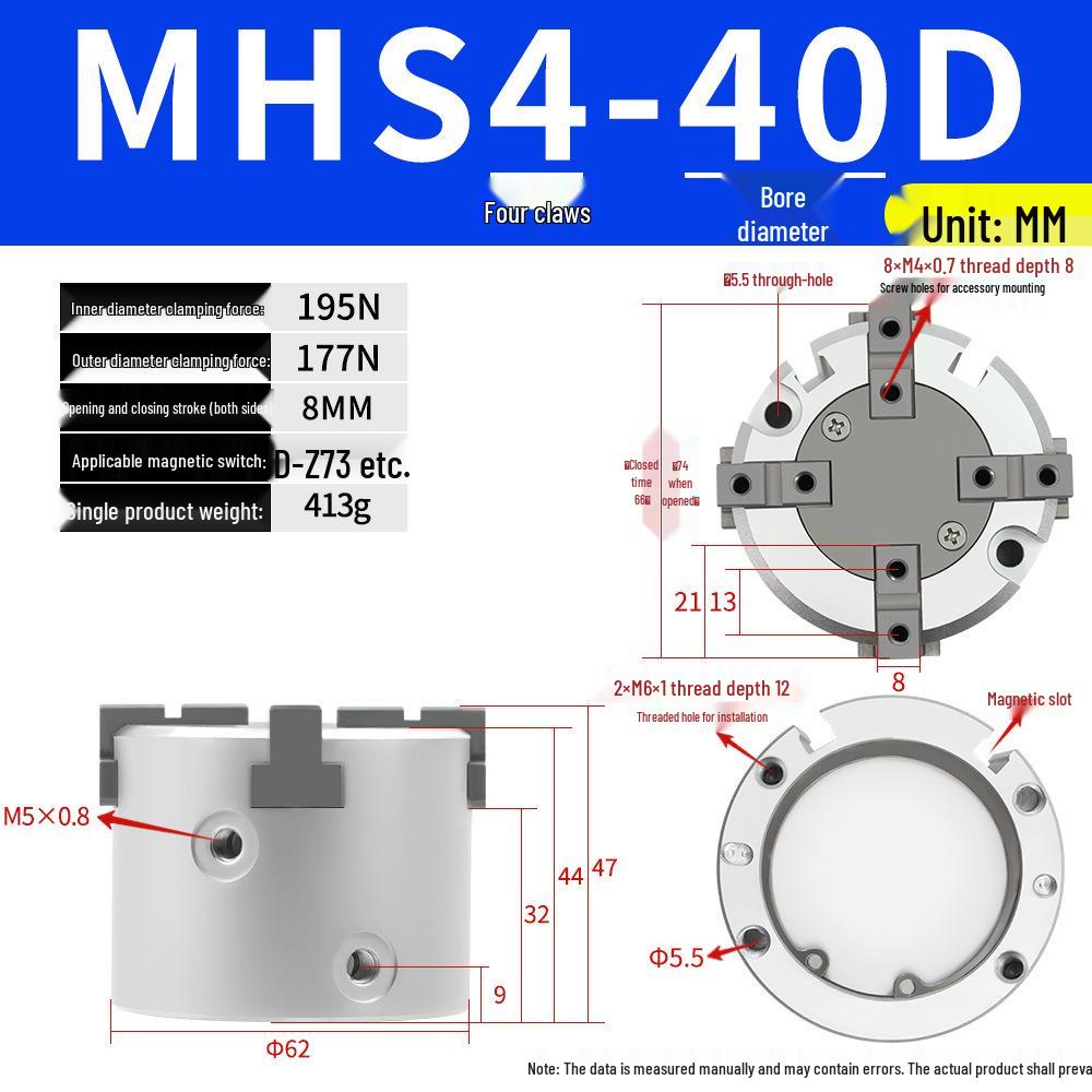 SMC Pneumatic Gripper Fingers: Two-Jaw, Three-Jaw, Four-Jaw MHS2/3/4-16D/25D/40D/50/63D