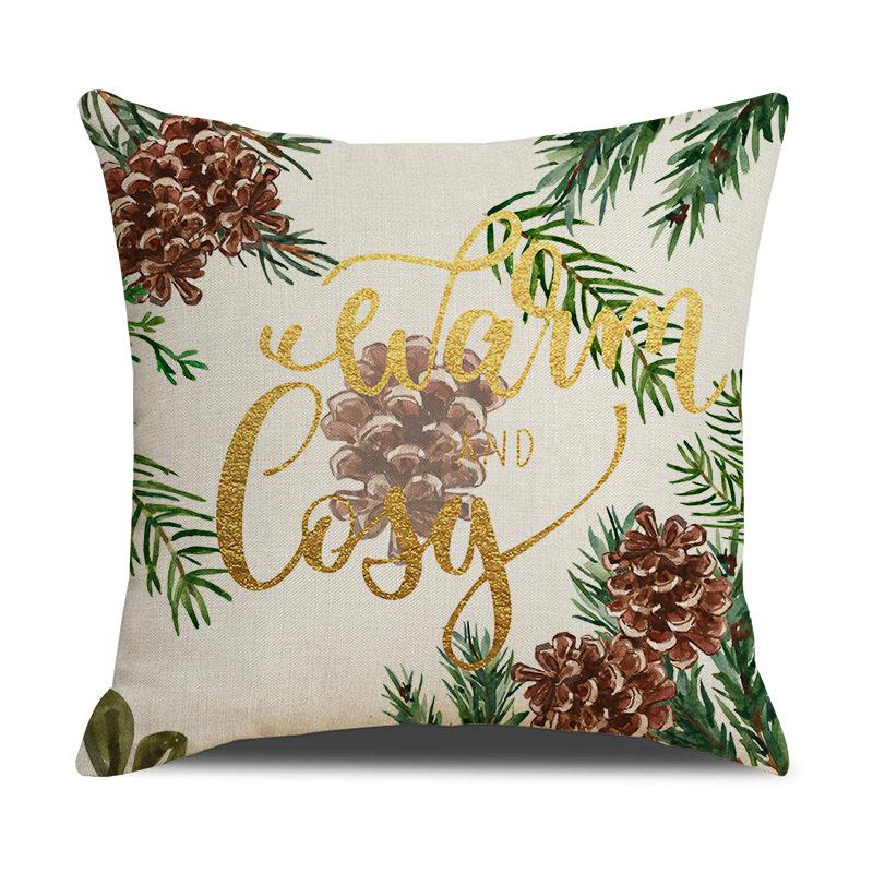 Christmas Pillow Case Christmas Tree Linen Print Sofa Cushion Home Living Room Cushion Combination Pillow
