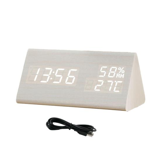 Voice Control Alarm Clock Power-saving ABS Clear Screen Multifunctional Desk Clock for Home