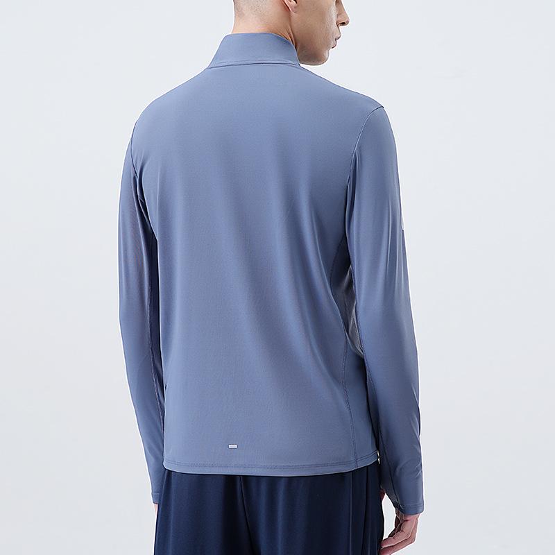 Men's Quick-Dry Long Sleeve Half-Zip Stand Collar Running T-Shirt - Breathable Autumn/Winter Base Layer