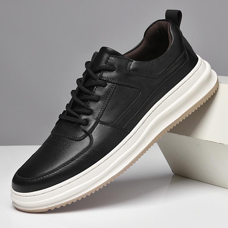Men's Trendy Breathable Leather Casual Shoes - British Style Soft Sole Work Boots