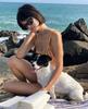 Gestreiftes Bikini-Westen-Set im koreanischen Stil - Niedliche & trendige Bademode für Thermalurlaube