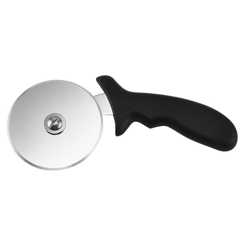 Stainless steel pizza knife, baking utensil PIZZA knife, kitchen cake cutter, pizza cutter, pizza rolling knife, set of 2 Black (2 pieces)