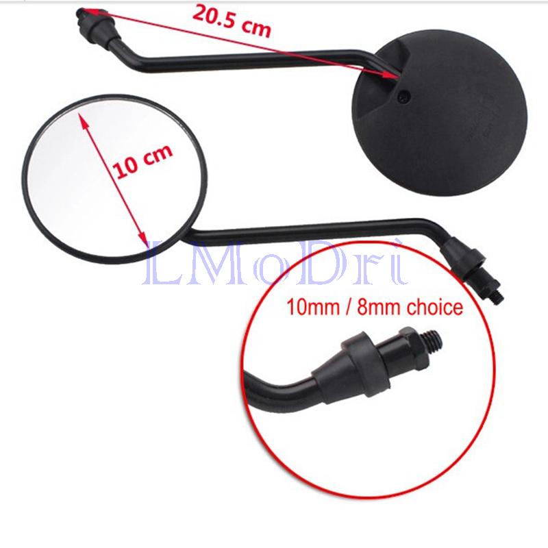 LMoDri Free Shipping New Universal Motorcycle Rounded Side Back View Mirror Motorbike E-bike Scooter 10mm 8mm Rearview