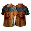Men's Short Sleeve V-Neck Scrub Top with Chest Pocket Halloween Print for Work and Costume