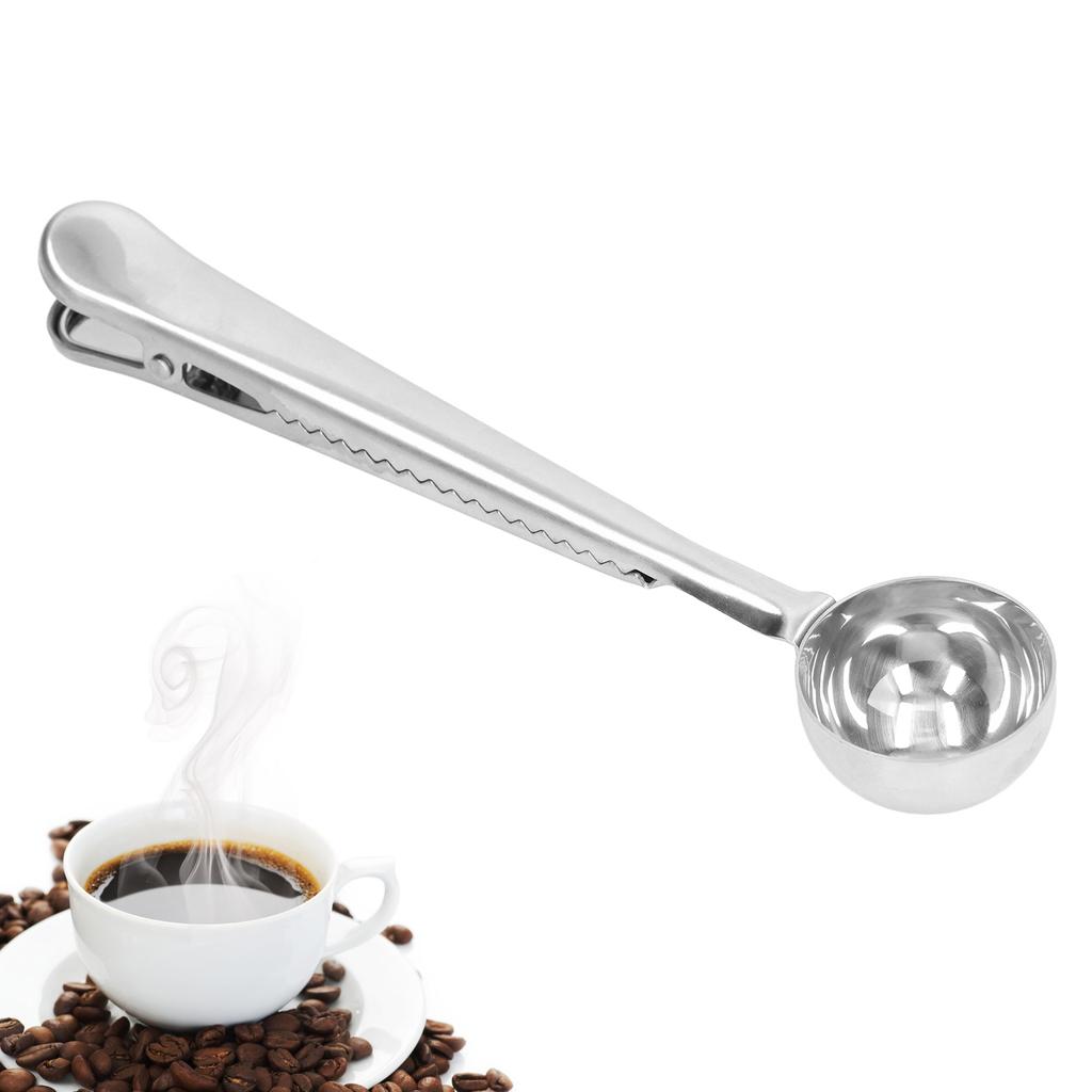 Coffee Spoon Sealing Clip 2 in 1 Stainless Steel Tight Sealing Deepen Design Convenient Practical Coffee Drinking Tools