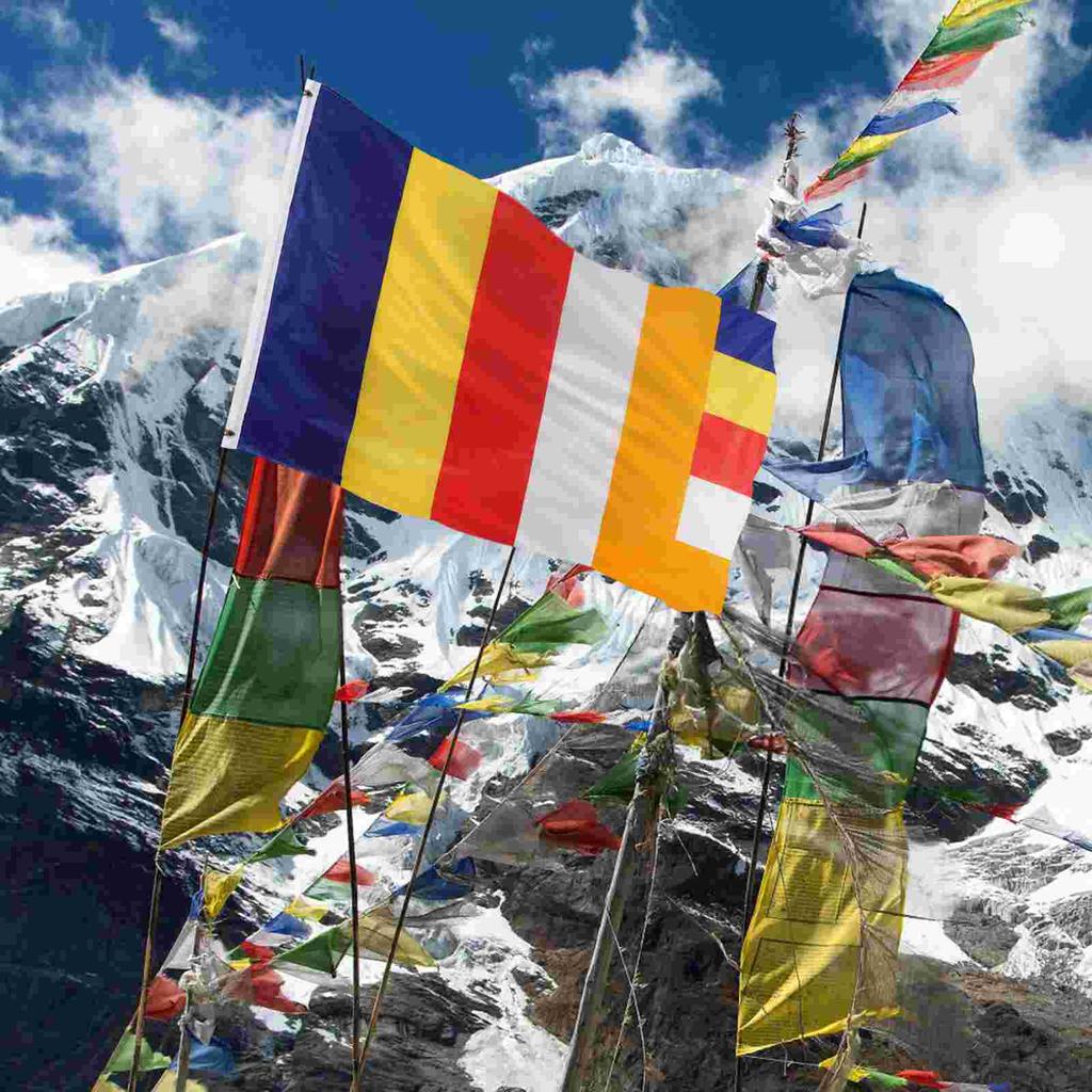 Flag Buddha Flags Banner Prayer for Outdoor Buddhism Blessing Polyester