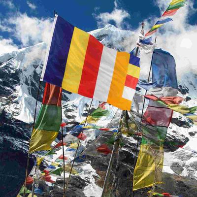 Flag Buddha Flags Banner Prayer for Outdoor Buddhism Blessing Polyester