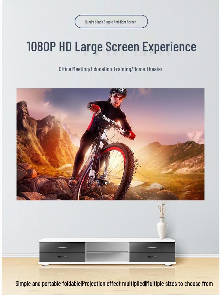 Schermo Proiettore Pieghevole HD 4K in Metallo - Resistente alla Luce e Portatile per Film all'Aperto di Giorno