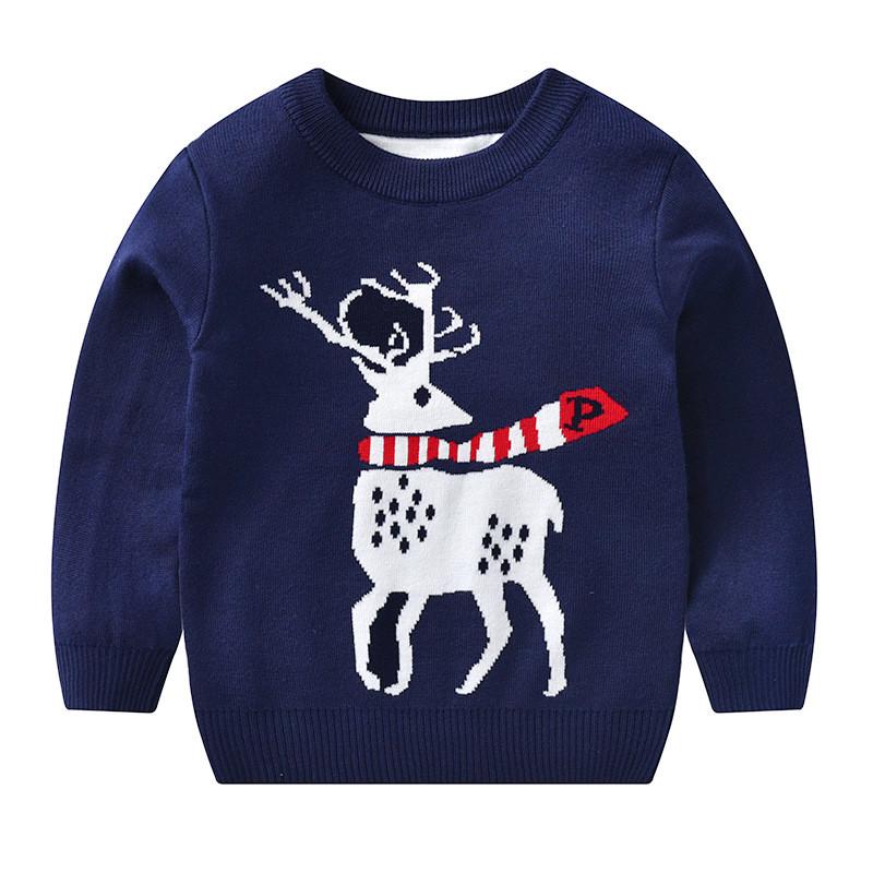 Infant Baby Girl Boy Christmas Sweater Long Sleeve Pullover Tops Winter Loose Sweater with Elk Pattern