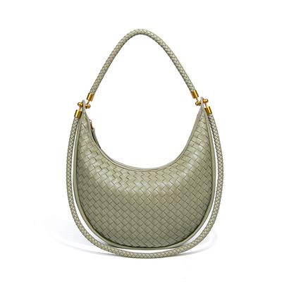 Módní pletená taška, Ležérní dámská ruční taška ve tvaru půlměsíce, Specializovaná taška přes rameno na podpaží, Crossbody taška ve tvaru půlměsíce