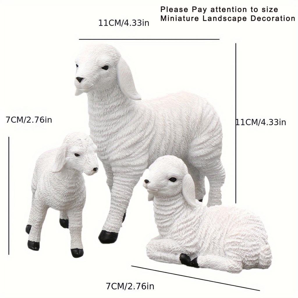 Resin Figurine Flower Pot Decor Lamb OrnamentSimulation Decor Mini Animal Models For Farm Yard Artificial Lamb Craft Gifts