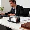 Stainless Steel Business Card Holder Professional Business Mental Case Rack Open Design Desktop Organizer for Office Desk