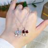 S925 Silver Bowknot Pendant Necklace with Natural Crystal, Love Heart Design