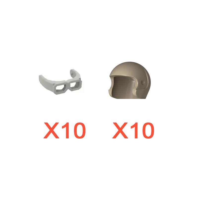Building Blocks Accessories Military Figure Fireman Pilot Football Player Helmet Navy Cowboy Hat Oxygen Bottle Brick Toy K060