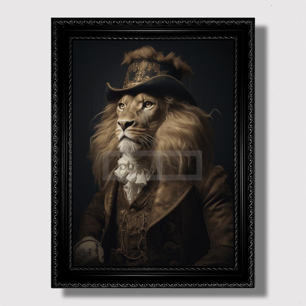 Affiche vintage de portrait d'animal victorien Goth Cottagecore Dark Prints Peinture sur toile Art mural Photos Décoration de chambre à coucher vintage