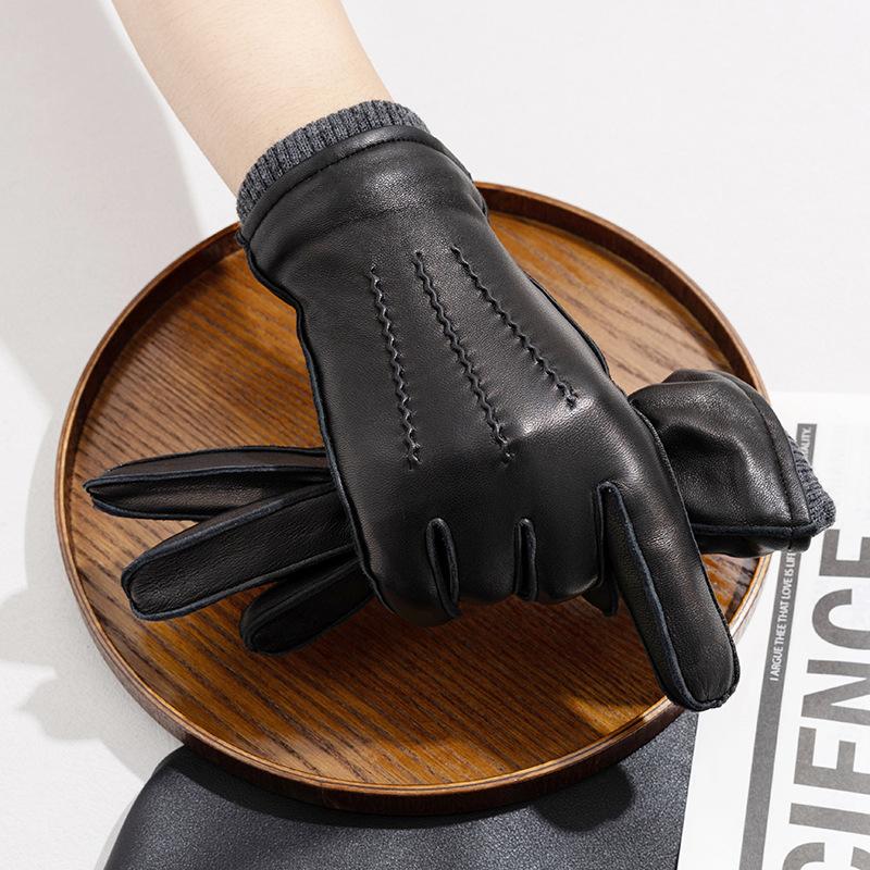 Sheepskin Genuine Leather Gloves Full Finger Warm Cycling Clothing and Fashion Accessories for Autumn and Winter