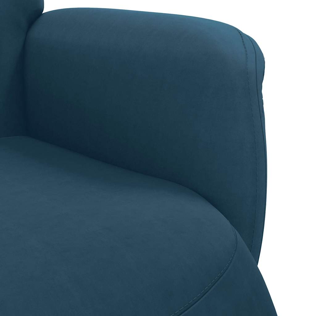 Recliner with Footrest Blue Velvet