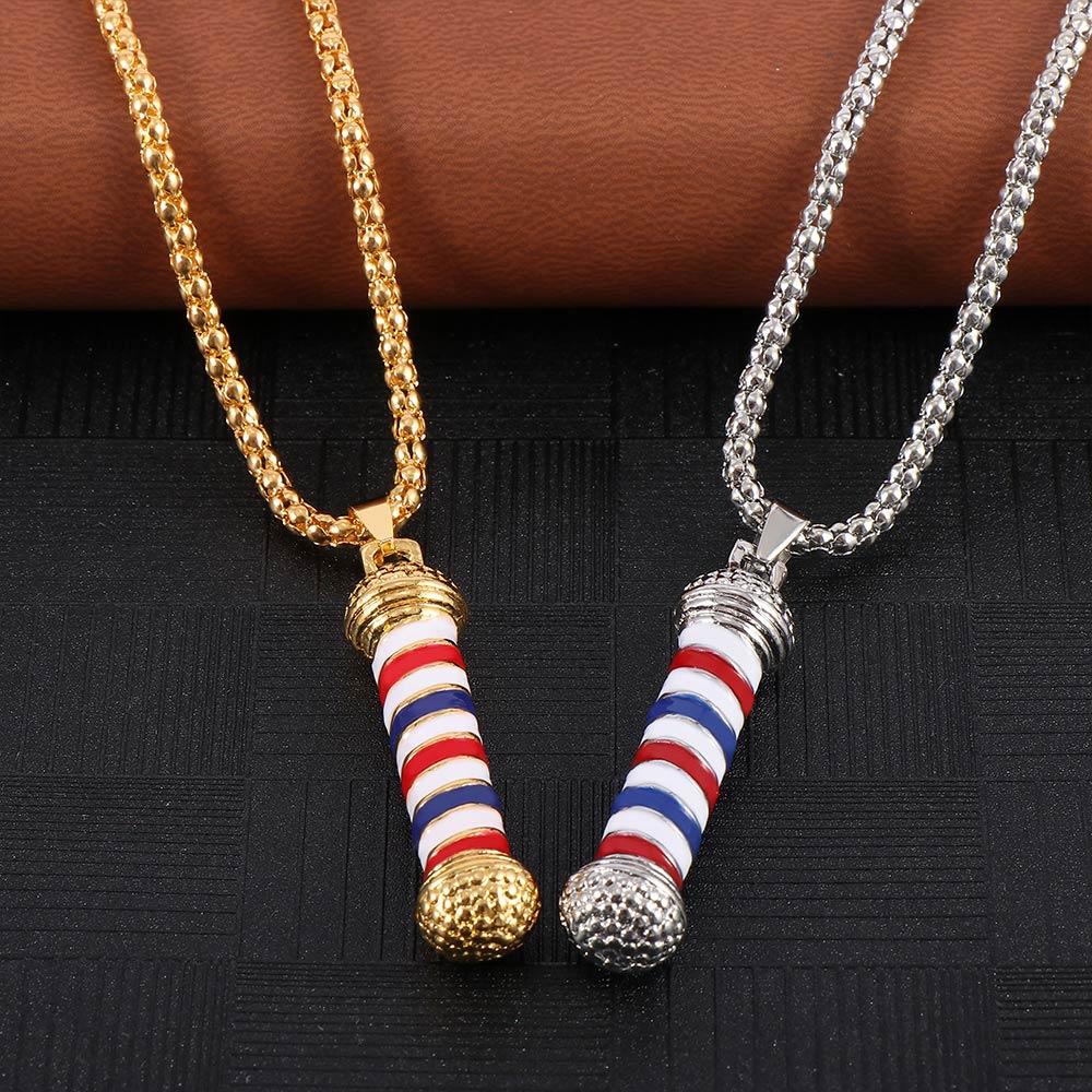 Gifts Creative Rotating Light Barbers Barber Shop Fashion Jewelry Chain Pendant Necklace