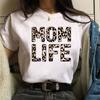 Leopard Mom Life Print Women T Shirt Short Sleeve Oversized Tshirt Ladies Clothing Fashion Kawaii Female Tee Tops Camisetas Muje