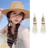 Retro Boho Long Tassel Earring Tassel Hanging Drop Earrings Ethnic Style Beaded Earring  Women