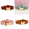 Pet Dog Collar With Grid Print Design And Bone Decor For Gift And Holiday