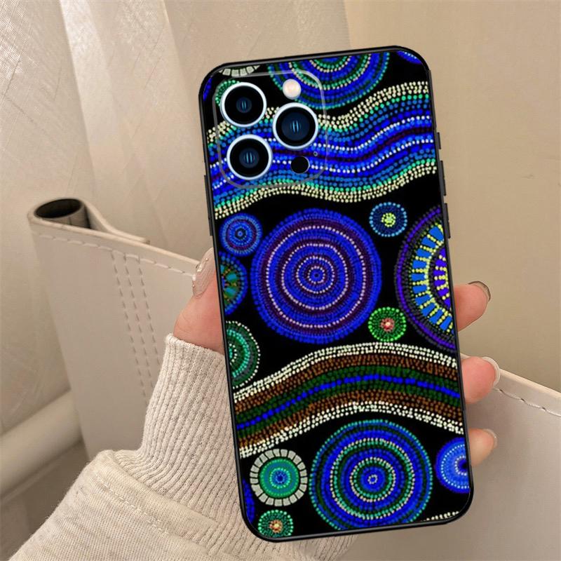 Aboriginal Art Print Phone Case For iPhone 16 15 14 13 12 11 Pro Max XS X XR 7 8 Plus 12 13 Mini Back Cover