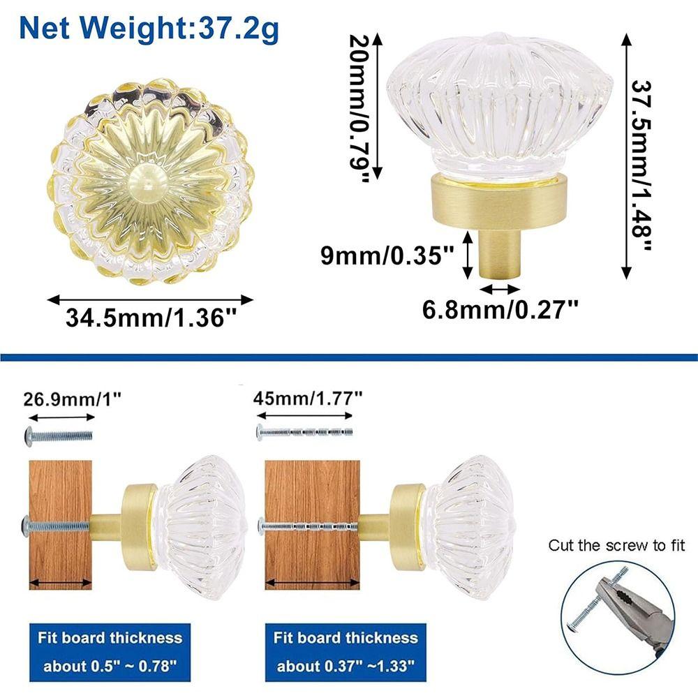 Gold Grey Transparent Crystal Cabinet Knobs Durable Excellent Design Crystal Knobs Furniture Dresser Knob for Kitchen Bathroom