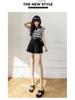 Women's 2024 Summer High-Waist Pleated Skort with Wide-Leg Design: Korean Style & Versatile Casual Look