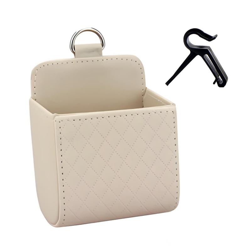 Car Phone Holder Mount Air Vent Hanging Storage Box Car Mobile Phone Bag Pu Leather Glasses Organizer Bag Support In Home