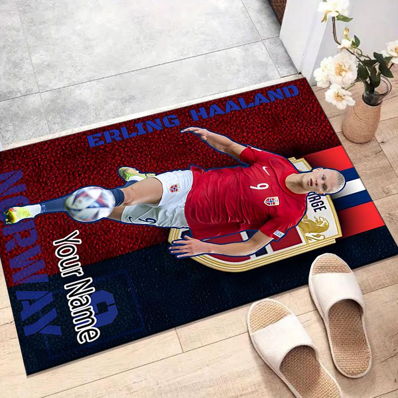Haaland Design Area Rug Personalized Name- Non-Slip, Soft & Cozy Floor Mat for Living Room, Office - Indoor/Outdoor Carpet