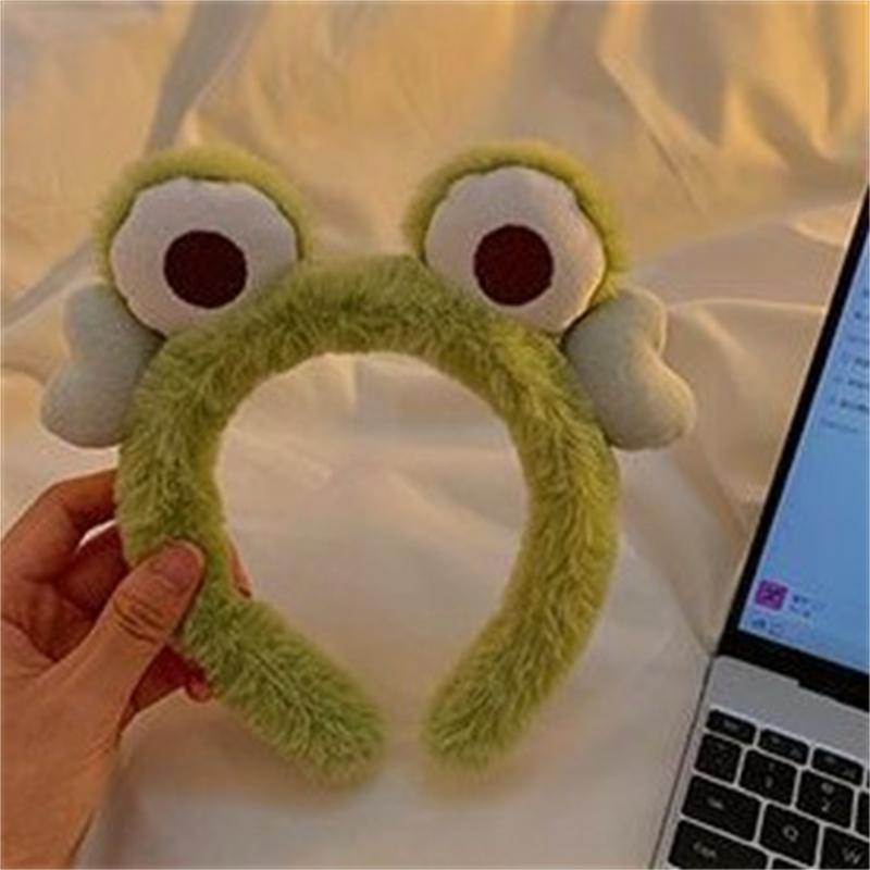 Frog Plush Hair Band Wash Hair Band Green Frog Eyes Love Headband Cartoon Wash Hair Clips