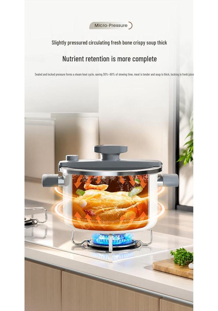 7L Enamel Ceramic Pressure Cooker: Universal Stew & Soup Pot for Induction & Gas