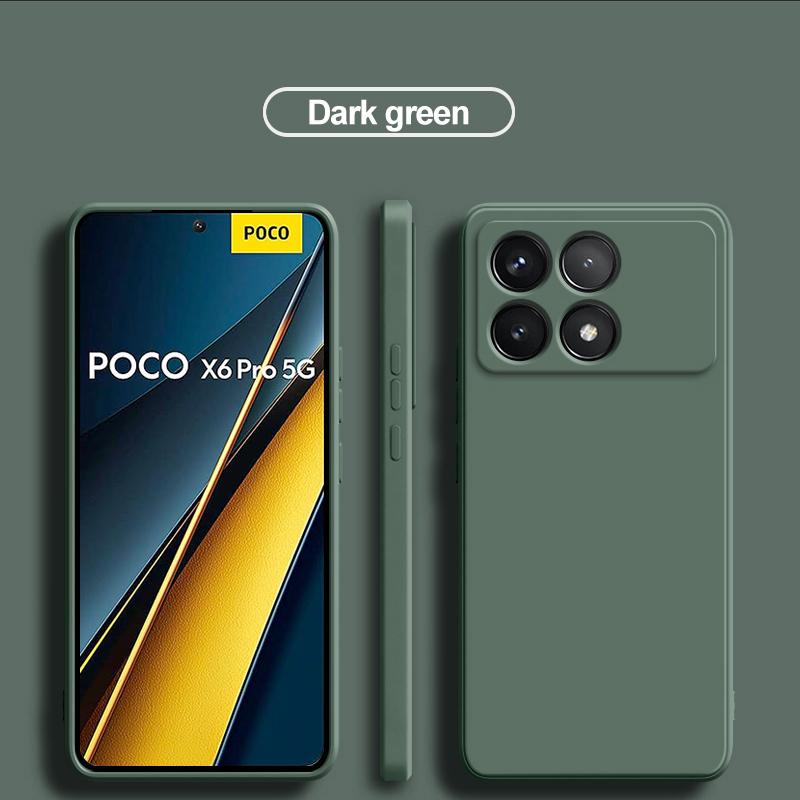 For Poco X6 Pro 5G Case Square Liquid Silicone Camera Lens Protector Phone Case For Xiaomi Poco X6 X 6 Pro Pocox6 Pro 5G Soft Cover