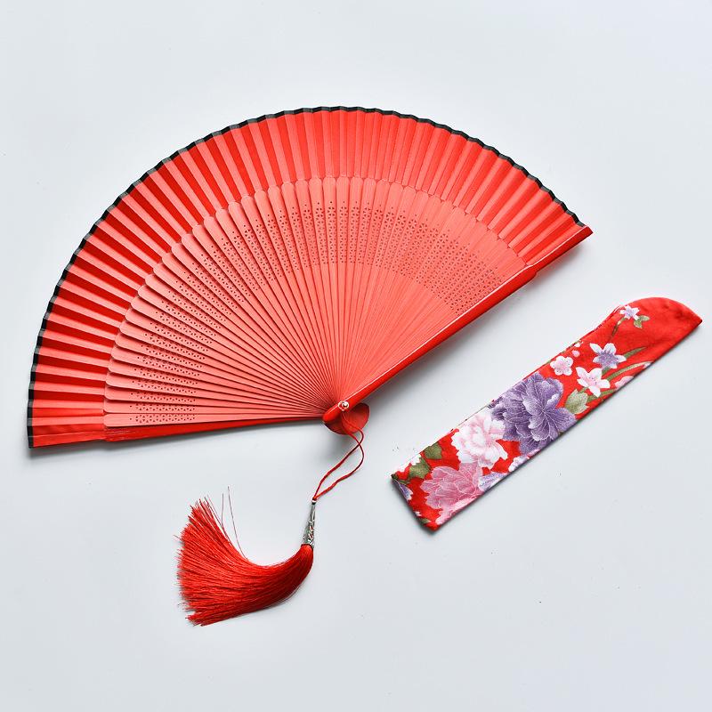 Red Dancing Fan: Classical Chinese Style Folding Fan, Easy-Open Hanfu Accessory