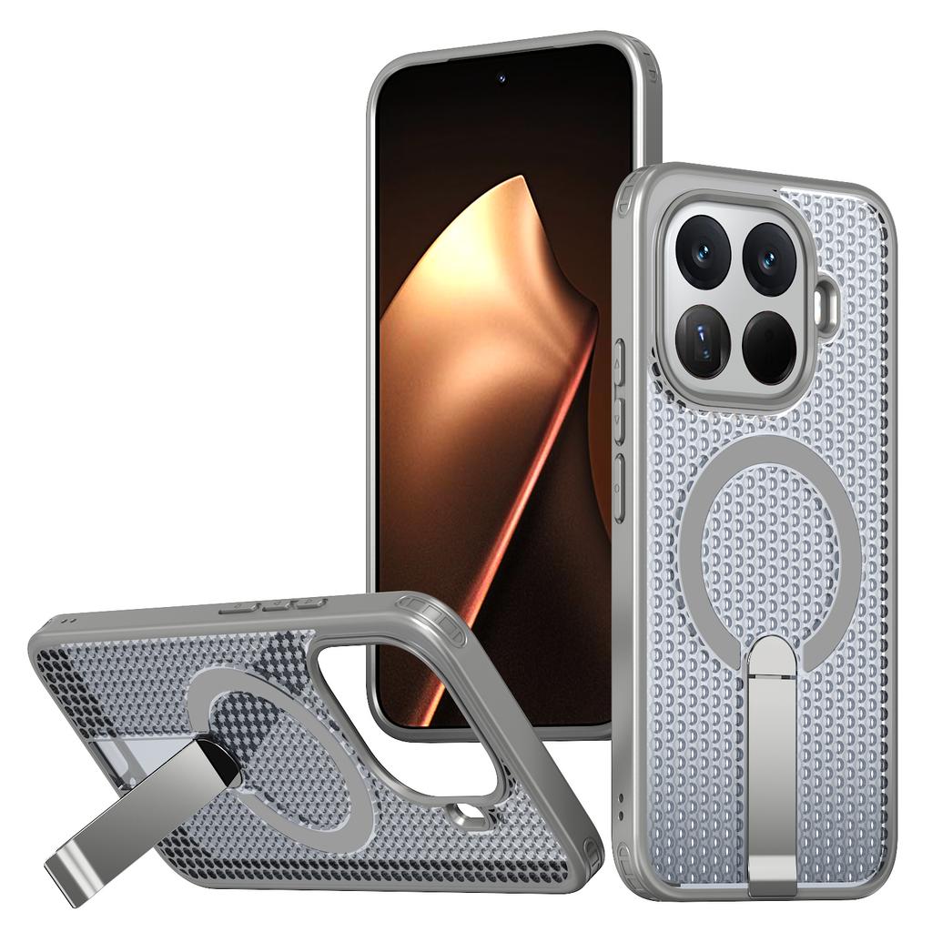 Magnetic Armor Phone Case For Xiaomi 15T Pro 14T 17 Pro 17Pro Max Hole Design Metal Bracket TPU Frame Acrylic Plastic Back Cover