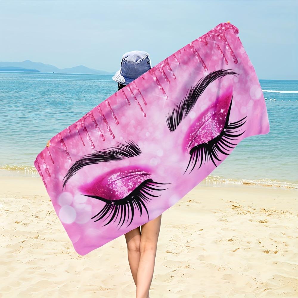 

Novelty Pink Eyelashes Extra Large Beach Towel, Large Size Lightweight Quick Dry for Women W40*H60(CM)