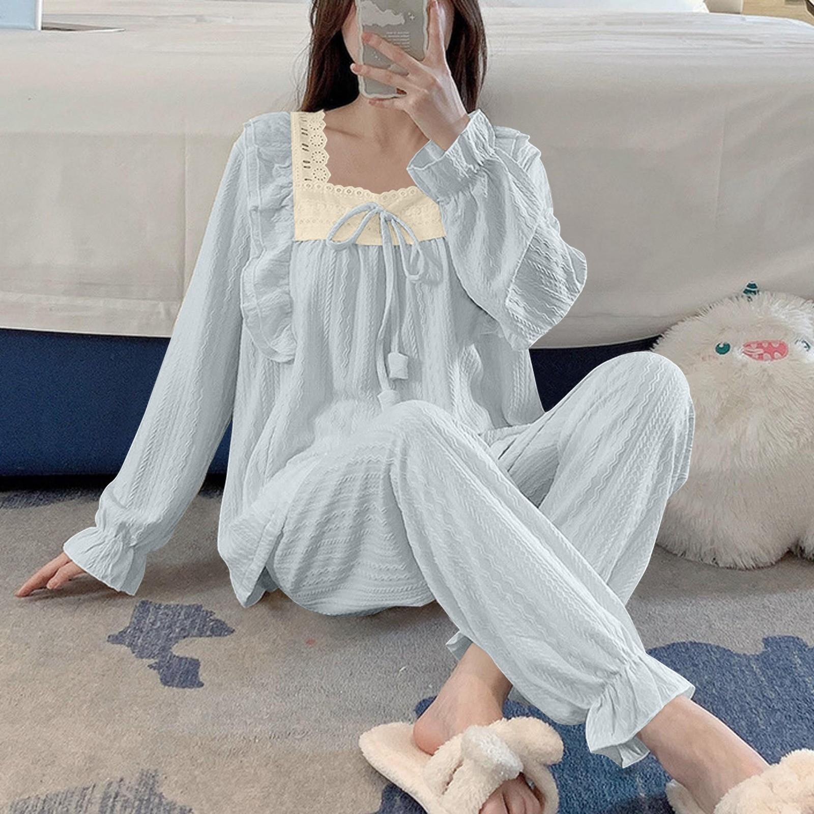 

Женские пижамные комплекты из 2 предметов, одежда для сна с коротким рукавом, удобные шорты, мягкий комплект с карманами M синий