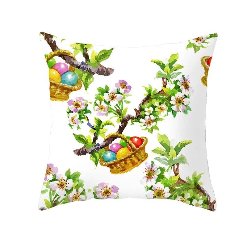 Easter Decorative Pillowcase Cartoon Rabbit Pillowcase Egg Print Cushion Cover Living Room Sofa Cushion Cover Home Decoration