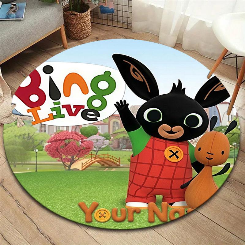 Bing Custom Name Round Area Rug,Carpet Rug for Living Room Bedroom Sofa Playroom Decor,Non-slip Floor Mat
