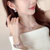 High-end Zircon Camellia Necklace Light Luxury Accessories Collarbone Chain Bracelet Earrings Dress with Elegant Jewelry Set
