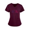 Women Short Sleeve V-neck Tops Working  Solid Color Pocket Blouse